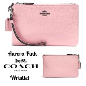 Coach Aurora Pink Leather Wristlet Wallet (matches the pink Cassie)
